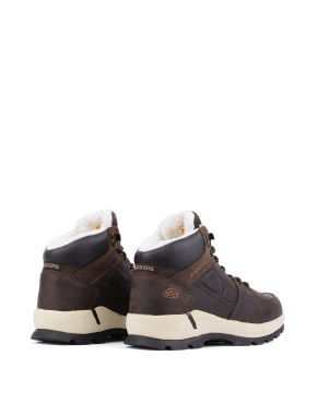 Чоловічі зимові шкіряні черевики з підкладкою з натурального хутра коричневі - фото 4 - Miraton