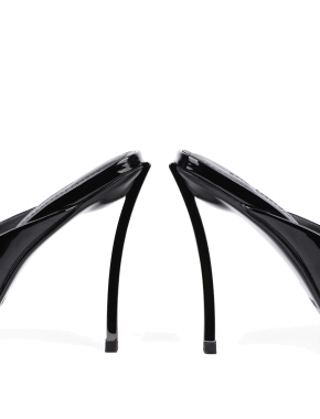 Женские сабо MIRATON лаковые черные на плоском каблуке - фото 1 - Miraton
