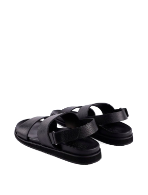 Мужские сандалии кожаные черные - фото 3 - Miraton