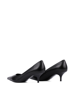 Женские туфли-лодочки MIRATON кожаные черные на kitten heels - фото 4 - Miraton