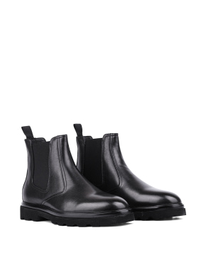 Мужские ботинки челси черные кожаные с подкладкой байка - фото 3 - Miraton