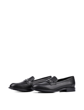 Женские туфли лоферы Attizzare кожаные черные - фото 3 - Miraton