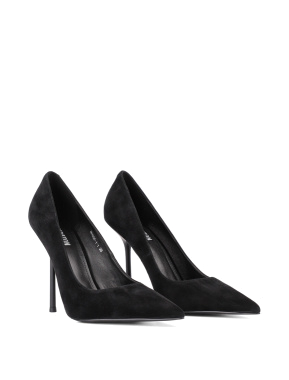 Жіночі туфлі з гострим носком велюрові чорні - фото 2 - Miraton