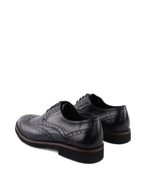 Мужские туфли броги черные кожаные - фото 2 - Miraton