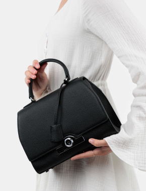 Жіноча сумка леді лайк MIRATON шкіряна чорна з декоративною застібкою - фото 1 - Miraton