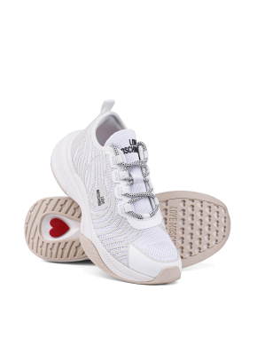 Жіночі кросівки Love Moschino білі тканинні - фото 2 - Miraton