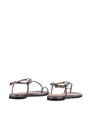 Жіночі сандалі Lola Cruz шкіряні срібного кольору - фото 4 - Miraton