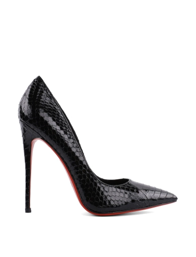Жіночі туфлі зі шкіри змії чорні фото 1