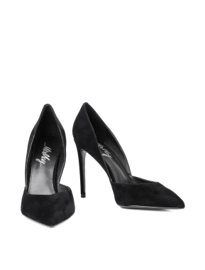 Жіночі туфлі з гострим носком велюрові чорні - фото 5 - Miraton