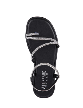 Жіночі сандалі Attizzare зі штучної шкіри чорні з камінням - фото 3 - Miraton
