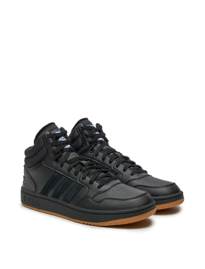 Мужские ботинки Adidas Hoops 3.0 Mid из искусственной кожи черные - фото 1 - Miraton