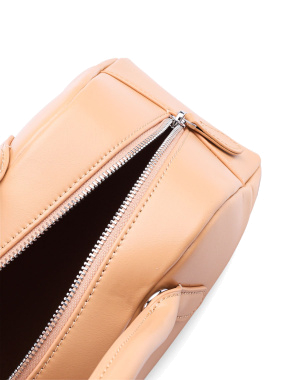 Женская сумка через плечо MIRATON кожаная бежевая с накладными карманами - фото 5 - Miraton
