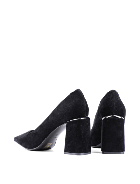 Жіночі туфлі з гострим носком чорні велюрові - фото 4 - Miraton
