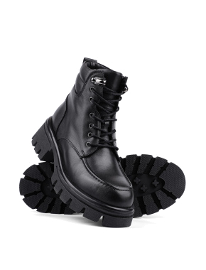 Жіночі черевики чорні шкіряні з підкладкою байка - фото 3 - Miraton