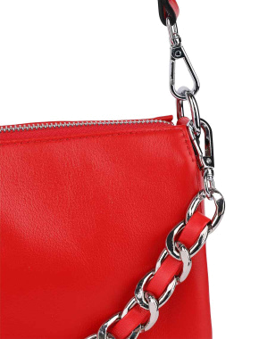 Жіноча сумка через плече MIRATON шкіряна червона з ланцюжком - фото 6 - Miraton