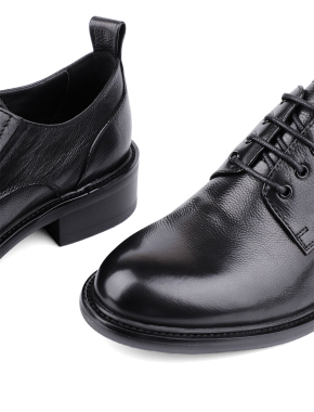 Женские туфли дерби черные кожаные - фото 5 - Miraton