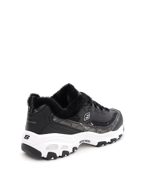 Женские кроссовки Skechers D'Lites 1.0 кожаные черные с подкладкой из искусственного меха - фото 4 - Miraton