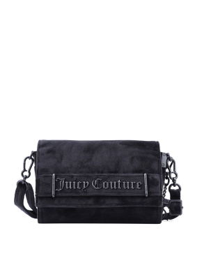 Жіноча сумка крос-боді Juicy Couture тканинна чорна з логотипом - фото 1 - Miraton