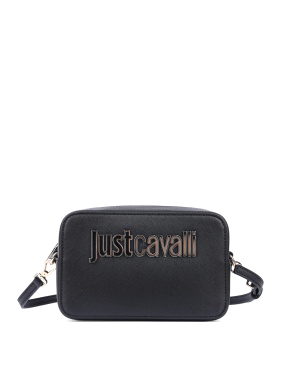 Жіноча сумка camera Bag Just Cavalli з екошкіри чорна з логотипом - фото  - Miraton