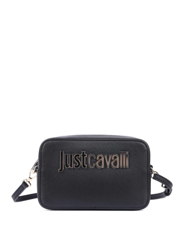 Жіноча сумка camera Bag Just Cavalli з екошкіри чорна з логотипом фото 1