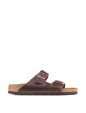 Мужские шлепанцы BIRKENSTOCK кожаные бежевые - фото 1 - Miraton