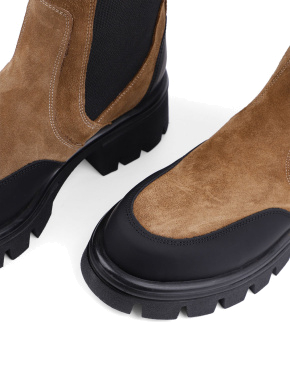 Жіночі черевики челсі коричневі велюрові з підкладкою байка - фото 5 - Miraton