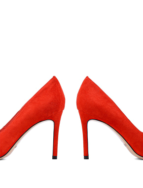 Женские туфли с острым носком красные велюровые - фото 2 - Miraton