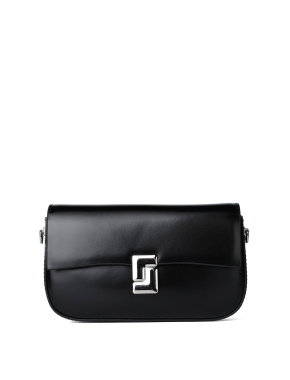 Женская сумка через плечо MIRATON кожаная черная с декоративной застежкой - фото 1 - Miraton