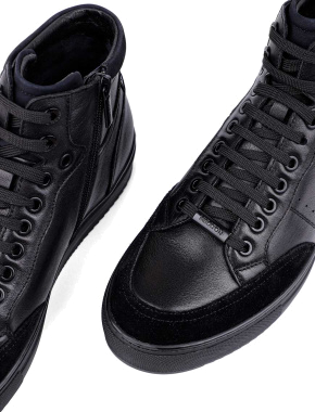 Мужские ботинки черные кожаные с подкладкой байка - фото 5 - Miraton
