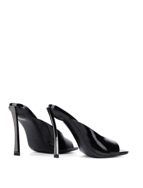 Женские сабо MIRATON лаковые черные на плоском каблуке - фото 3 - Miraton
