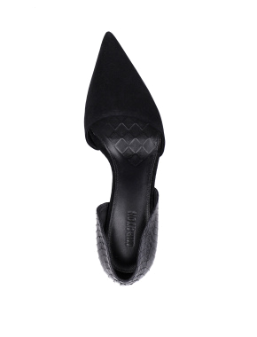 Жіночі туфлі-човники дорсей MIRATON шкіряні чорні з тисненням - фото 6 - Miraton