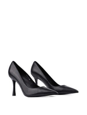 Жіночі туфлі з гострим носком чорні шкіряні - фото 3 - Miraton