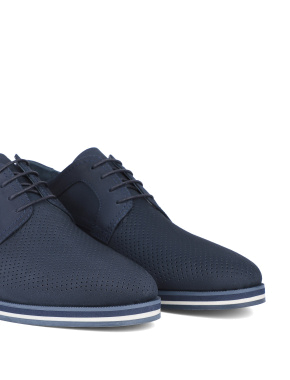 Мужские туфли нубуковые синие - фото 5 - Miraton