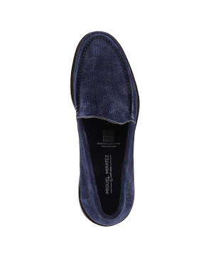 Мужские туфли замшевые синие лоферы - фото 4 - Miraton