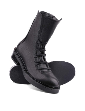Жіночі черевики високі чорні шкіряні - фото 2 - Miraton
