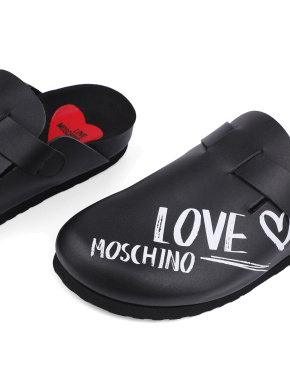 Жіночі клоги Love Moschino чорні шкіряні - фото 5 - Miraton