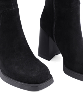 Жіночі чоботи панчохи чорні велюрові з підкладкою із натурального хутра - фото 5 - Miraton
