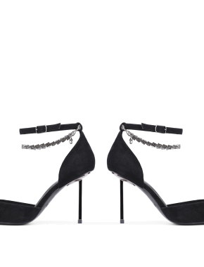 Женские туфли MIRATON замшевые черные с тонким ремешком - фото 2 - Miraton