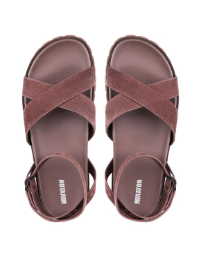 Жіночі сандалі MIRATON велюрові коричневі - фото 3 - Miraton