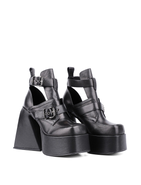 Жіночі черевики грубі чорні шкіряні - фото 3 - Miraton