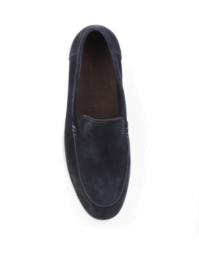 Мужские туфли лоферы замшевые синие - фото 5 - Miraton