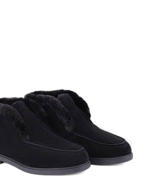 Жіночі черевики чорні велюрові з підкладкою із натурального хутра - фото 5 - Miraton