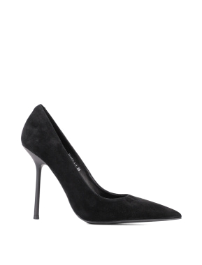 Жіночі туфлі з гострим носком велюрові чорні - фото 1 - Miraton