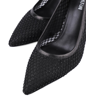 Женские туфли MIRATON кожаные черные с сеткой - фото 4 - Miraton