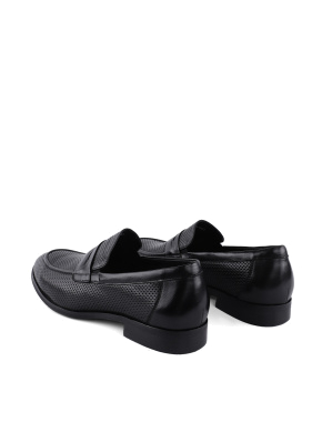 Мужские туфли кожаные черные лоферы - фото 3 - Miraton