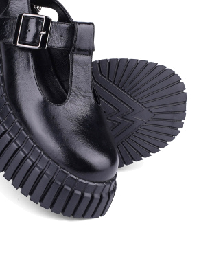 Жіночі туфлі Мері Джейн MIRATON шкіряні чорні з ланцюжком - фото 1 - Miraton
