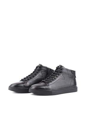 Чоловічі черевики чорні шкіряні з підкладкою байка - фото 3 - Miraton