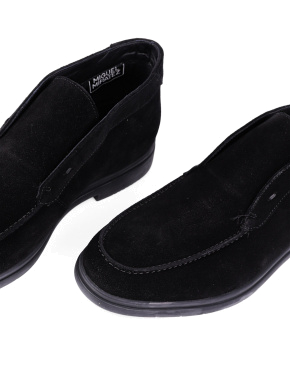 Чоловічі черевики лофери чорні замшеві з підкладкою байка - фото 5 - Miraton