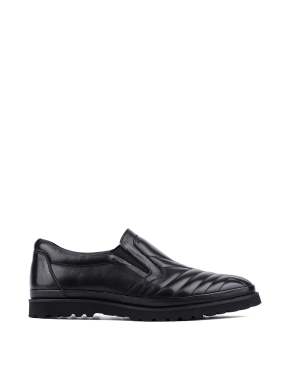 Мужские туфли слипоны черные кожаные - фото 1 - Miraton