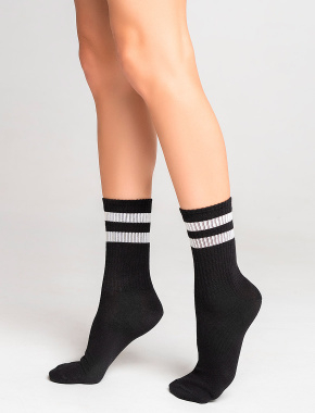 Женские высокие носки Legs Socks Active хлопковые черные - фото 1 - Miraton